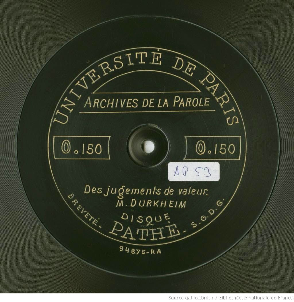 Emile Durkheim recorded in 1911 in Bologna.